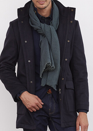 Manteau homme laine cachemire Marine - GRELLAN