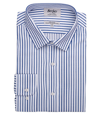 Chemise homme blanches à rayures navy - LÉONEL