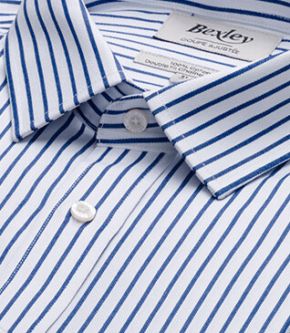 Chemise homme blanches à rayures navy - LÉONEL