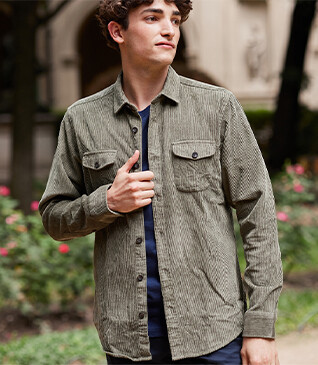 Surchemise en velours Vert Army - VICTORIN