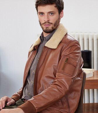 Blouson aviateur homme Cognac - EVERETT II