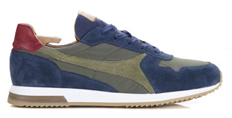 Sneakers homme Velours Navy et kaki - BOLWARRA