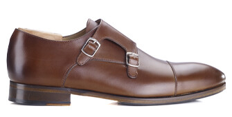 Chaussures homme double boucle Châtaigne avec patin - GRESHEY PATIN