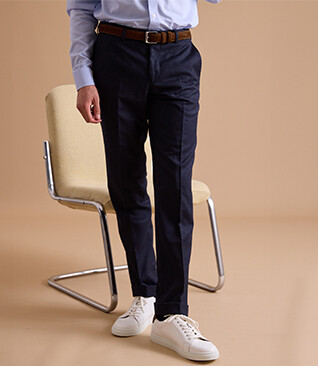 Pantalon habillé homme Marine Chiné - LELIAN