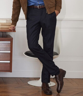 Pantalon habillé homme Chevron marine foncé - Lelian