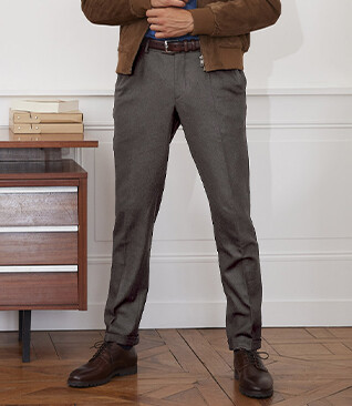 Pantalon habillé homme Chevron Taupe foncé - Lelian