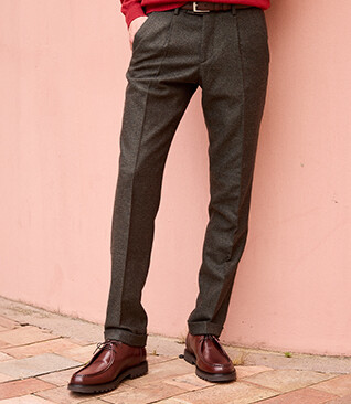 Pantalon habillé homme Chevron Kaki Foncé - LELIAN