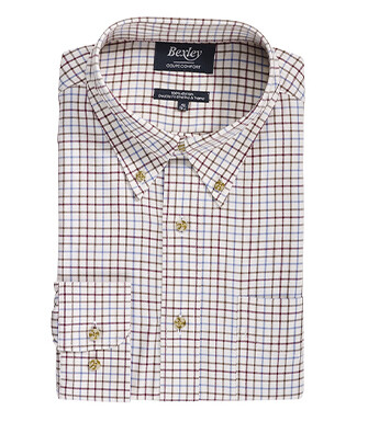 Chemise Beige twill à carreaux - Poche poitrine - BENETTH