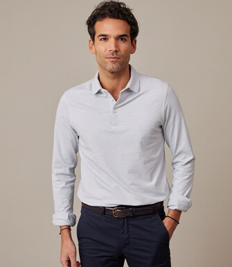 Polo manches longues homme Bleu Clair - AIDEN ML