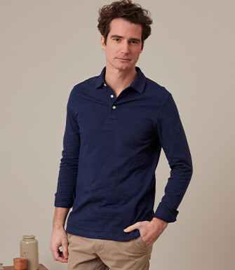 Polo manches longues homme Navy - AIDEN ML