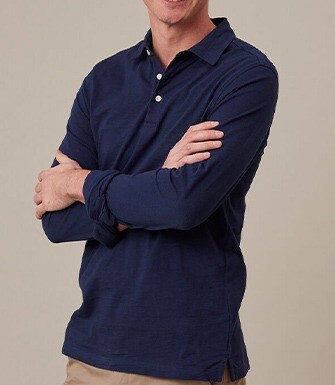 Polo manches longues homme Navy - AIDEN ML