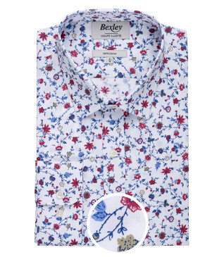 Chemise imprimée bleu rouge et beige - RODÉRIC