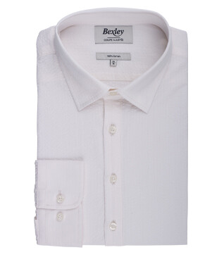 Chemise homme seersucker Blanc rosé - WILDEBERT