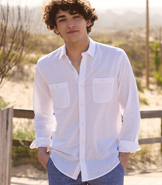 Chemise homme coton/lin Chambray Blanc - SIPHÉRIN