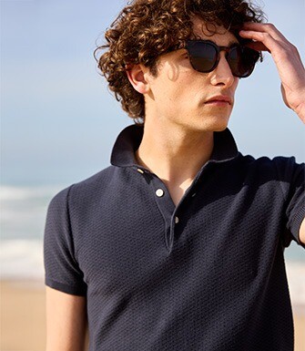 Polo homme texturé Bleu Pétrole - BRAIDEN