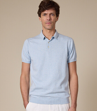 Polo homme Bleu Ciel Chiné - BRAIDEN