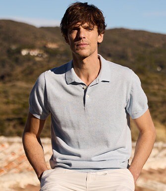 Polo homme Bleu Ciel Chiné - BRAIDEN