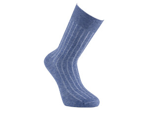 Chaussettes homme coton lin avec côtes Bleu Moyen Chiné