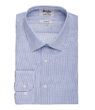 Chemise twill Blanche à carreaux Bleu Océan homme  - MARTINIEN