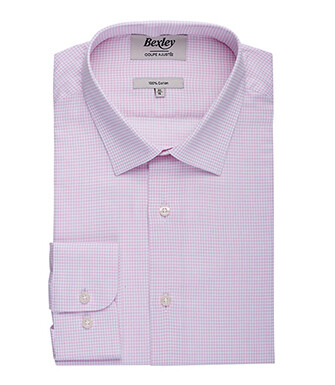 Chemise twill Blanche à carreaux Rose Clair homme  - MARTINIEN