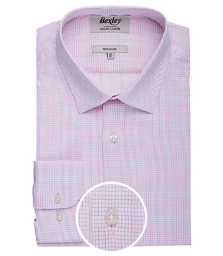 Chemise twill Blanche à carreaux Rose Clair homme  - MARTINIEN