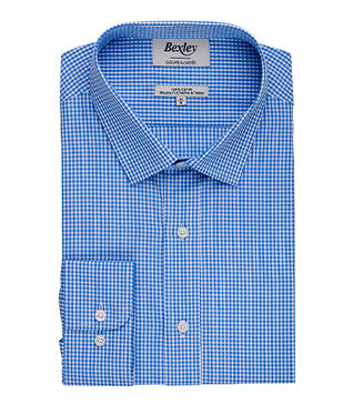 Chemise coton bleu clair et Blanc - Col français - VALAIRE
