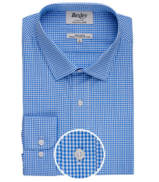 Chemise coton bleu clair et Blanc - Col français - VALAIRE