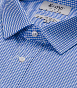 Chemise coton bleu clair et Blanc - Col français - VALAIRE