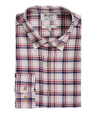 Chemise flanelle Rouge et Ecru - Poche poitrine - ALDERICK