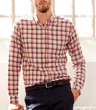 Chemise flanelle Rouge et Ecru - Poche poitrine - ALDERICK