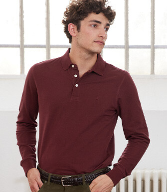 Polo manches longues homme Bordeaux - ALEC II ML
