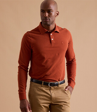 Polo manches longues homme Rouille - ALEC II ML