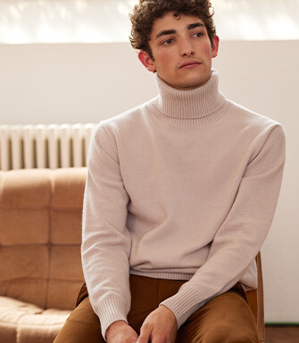 Pull col roulé homme Beige Clair - KENNERIC