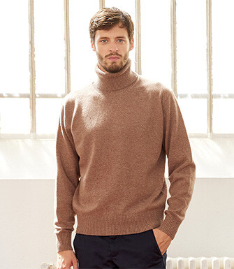 Pull col roulé homme Marron Chiné - KENNERIC
