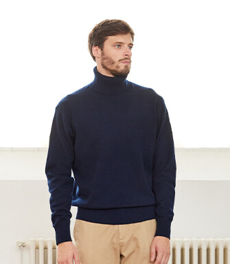 Pull col roulé homme Bleu Marine - KENNERIC