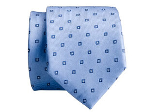 Cravate homme Soie Motif Micro Fleur Bleu Ciel et Gris