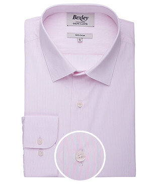 Chemise Rose et Blanche en coton - Col français - GUILHEM CLASSIC