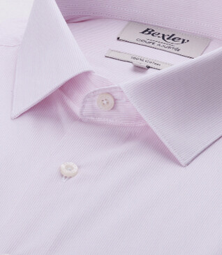 Chemise Rose et Blanche en coton - Col français - GUILHEM CLASSIC