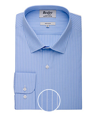 Chemise Bleue à rayures blanches en coton - Col français - BERTELIN CLASSIC