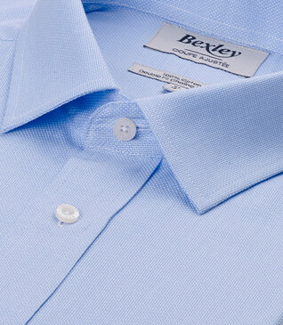 Chemise coton bleu clair - Col français - ANSBERT