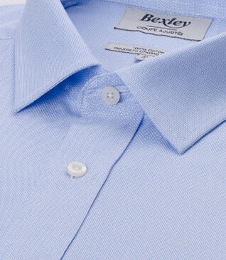 Chemise coton bleu clair - Col français - ANSBERT