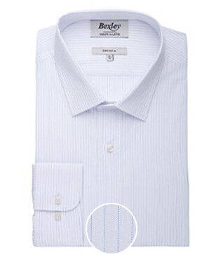 Chemise popeline rayée Blanc et Bleu Ciel - BERTHIN