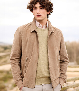 Blouson cuir homme Camel Foncé - EDRIK