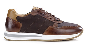 Sneakers homme Chocolat et Cuir Châtaigne Foncé Patiné - NIRRANDA II