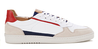 Sneakers cuir homme Bleu Blanc et Rouge - KOLORA