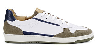 Sneakers cuir homme Kaki Blanc et Navy - KOLORA