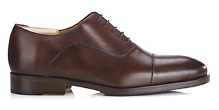 Richelieu homme Chocolat Patiné semelle cuir avec patin - GRAKLEY