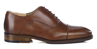 Richelieu homme Cognac Patiné semelle cuir avec patin - GRAKLEY