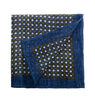 Pochette costume homme lin Bleu et Kaki