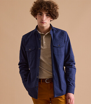Surchemise en flanelle Navy - THÉODÉRIC